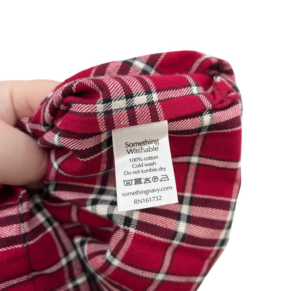 Something Navy Flannel Plaid Ruffle Shirt Red Combo XXL 100% Cotton Button Up - Picture 11 of 15